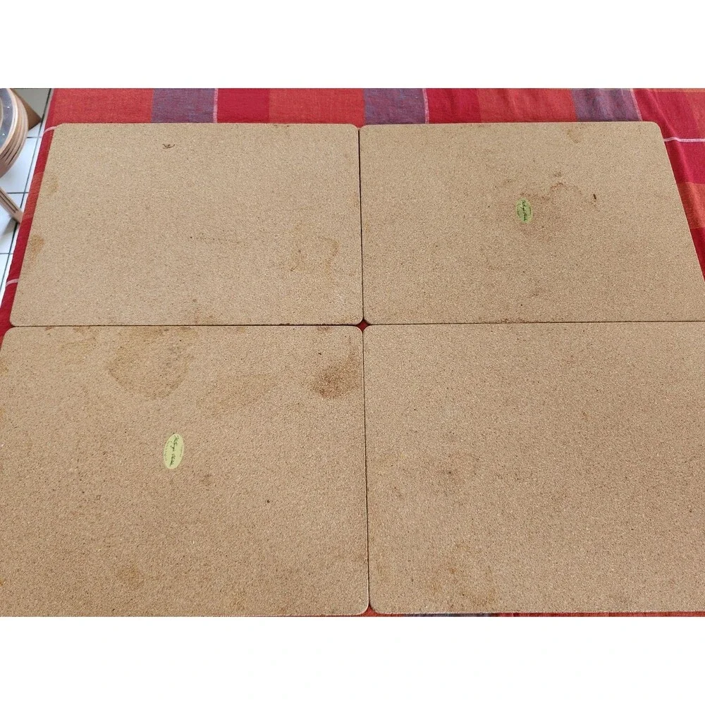Set of 5 Mackenzie Childs Cork Placemats 3 Courtly Check Fish 2 Roses Floral